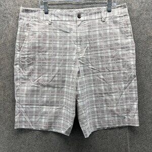 Adidas Shorts Mens 36 Gray Plaid Clima Golf Chino Microfiber Casual 11 Inseam